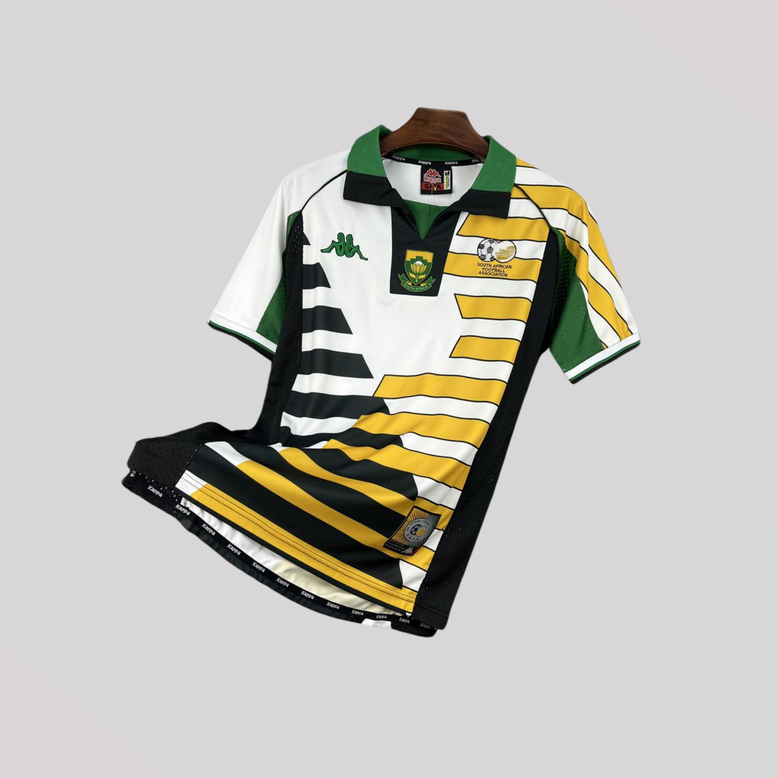 1_cd0f3e23-cd79-4d38-bf3a-01687609a68f South Africa 1998 Home Retro Kit - Image 1