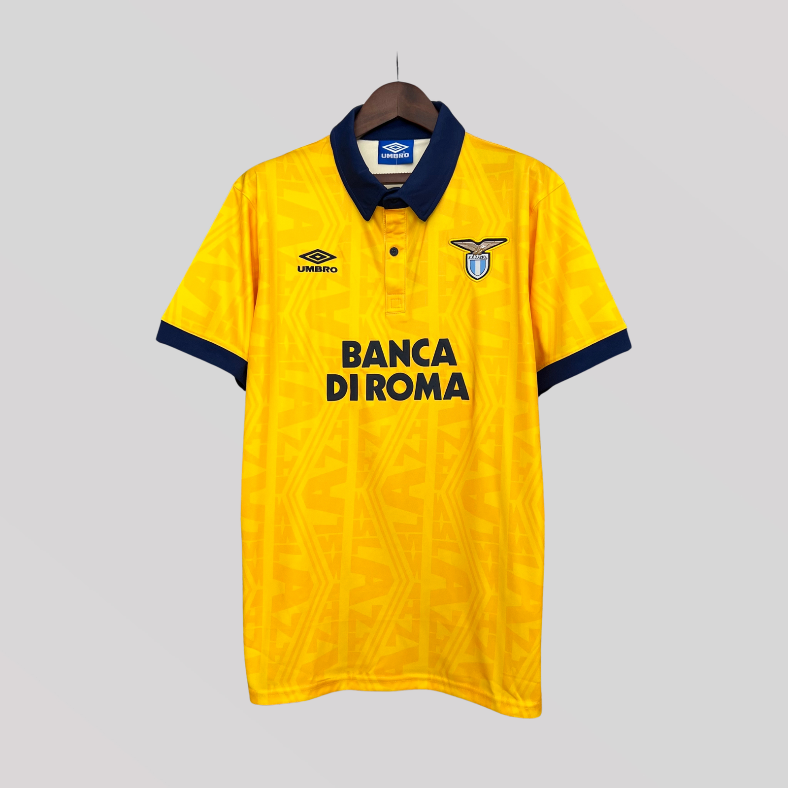 1_fcd4343a-86a1-4c71-bd97-abfc57045de6 Lazio 1991/92 Yellow Away Retro Football Kit - Image 1