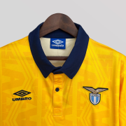 Lazio 1991/92 Yellow Away Retro Football Kit - Image 3
