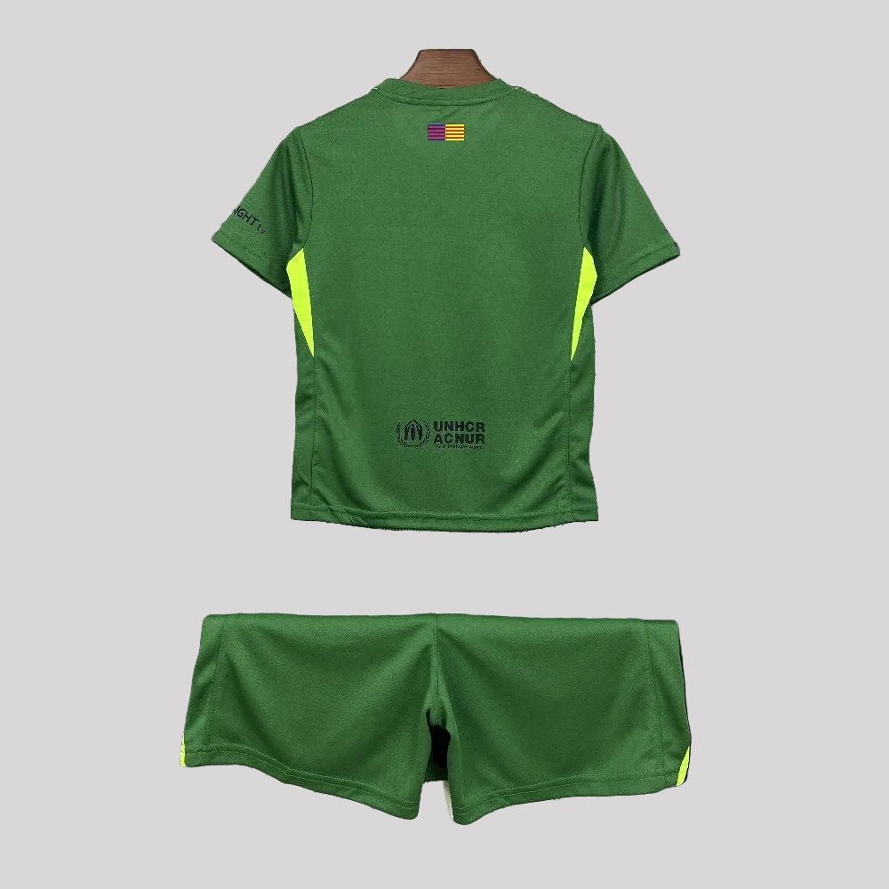 9a9605c3 2025/2026 Barcelona Green Goalkeeper Kids Size Kit - Image 1